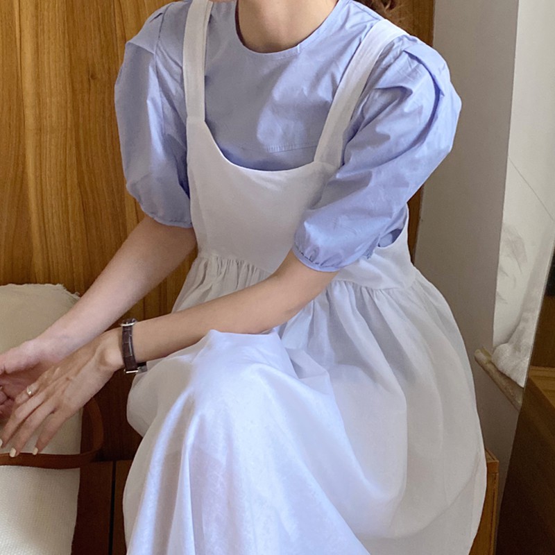 (ORDER) Váy yếm hai dây babydoll xòe dài đơn giản vintage kiểu Pháp