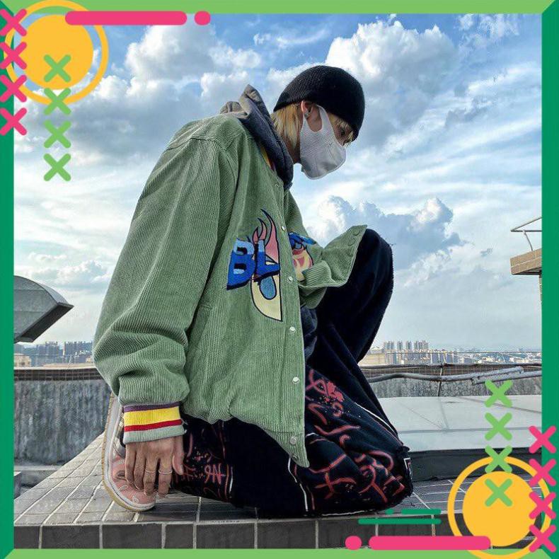 [Lên đồ là Sang]  Áo Khoác Nhung Kiểu Bomber Logo Thêu Blackar Form Rộng AS | BigBuy360 - bigbuy360.vn