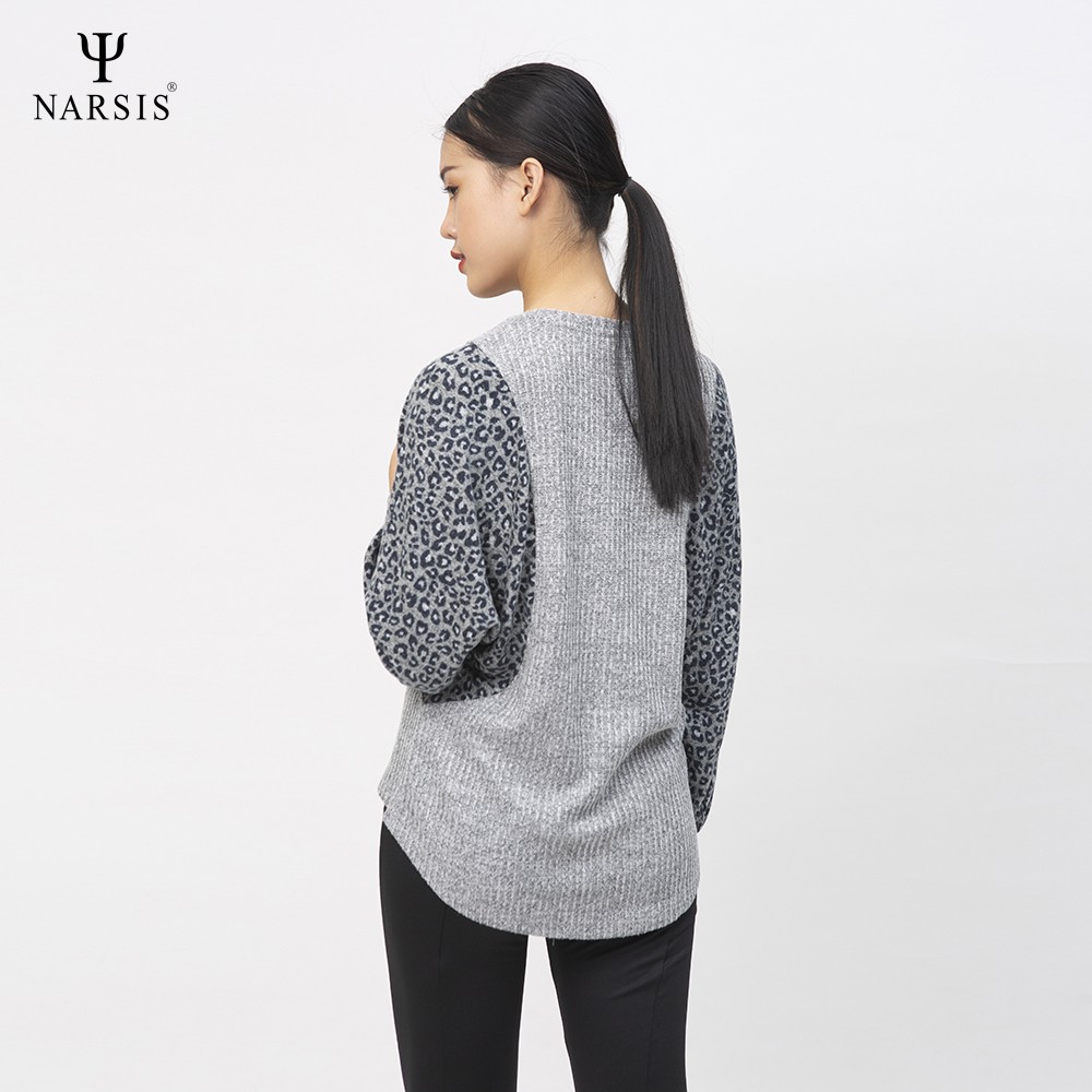 Áo len nữ Narsis L0037 màu ghi phối vằn đen