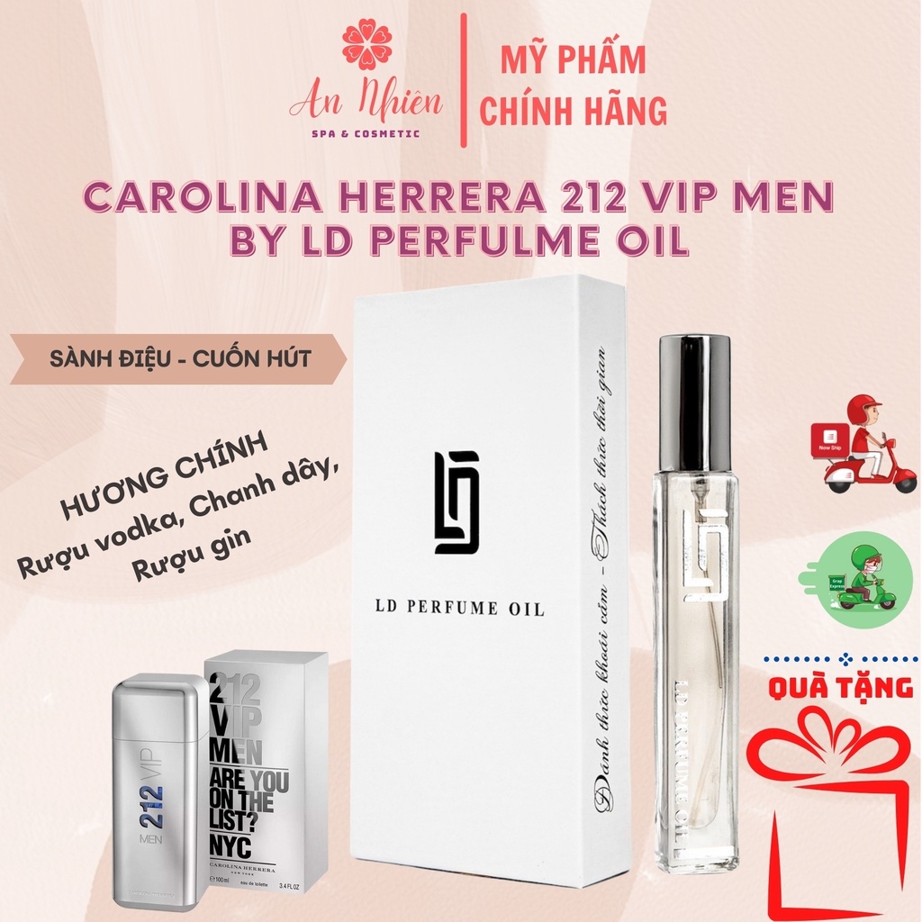 Tinh Dầu Nước Hoa Pháp LD PERFUME OIL, CAROLINA HERRERA 212 VIP MEN Nam Tính Sành Điệu Cuốn Hút An Nhiên Cosmetic