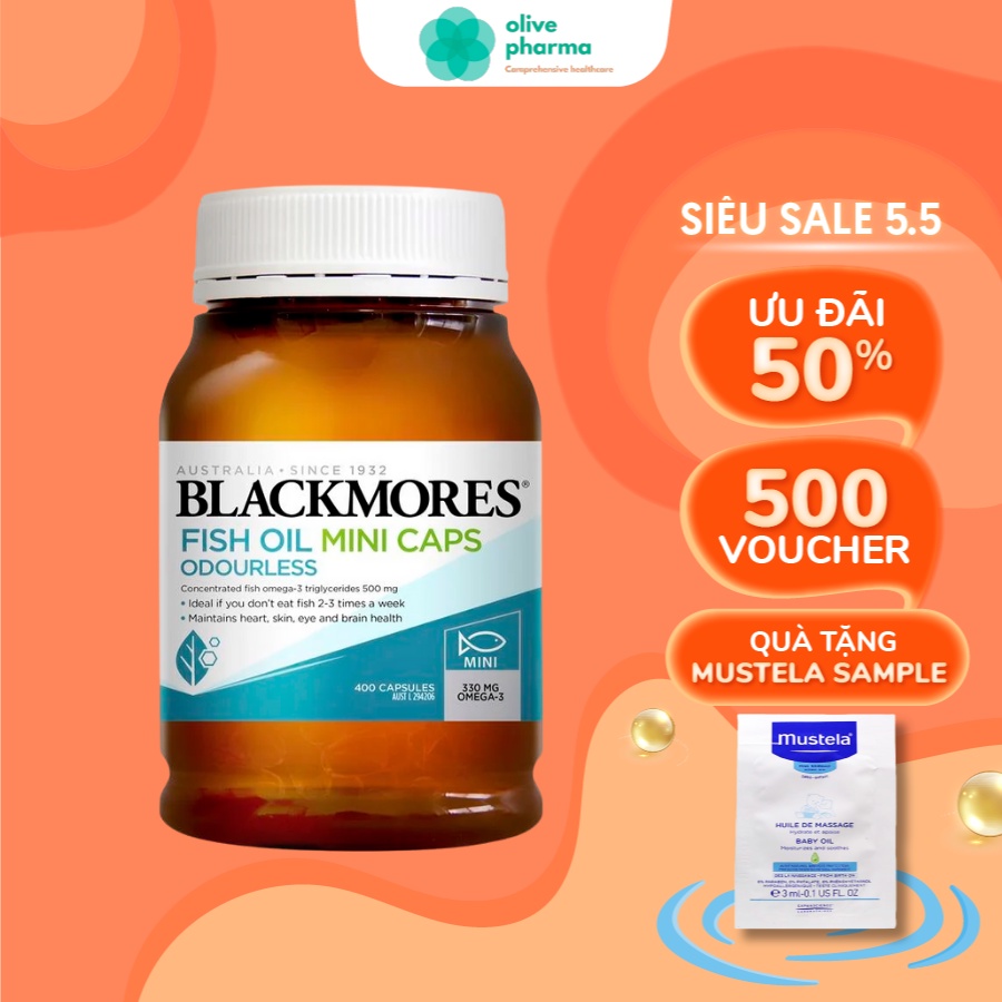 Viên uống Dầu cá Fish oil Blackmores mini caps 400 viên