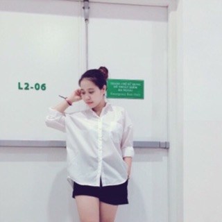 Sơ mi Oversize trắng 2 cổ.