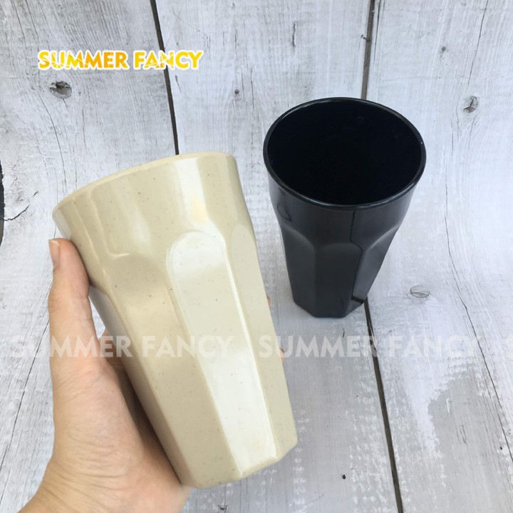 Ly nhựa 8.8 x 13.3 cm ~ 460ml melamine phíp đen, nâu kem  - Cup mug F-LY27