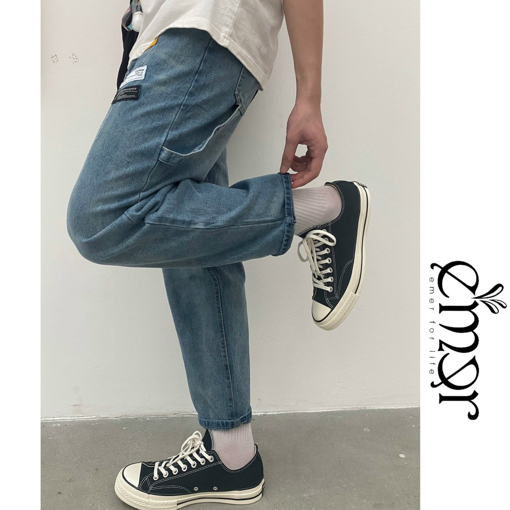 Quần JEAN BAGGY ỐNG SUÔNG Oversize Nam Nữ phong cách Hàn Quốc Ullzang E'mer