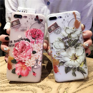 Ốp silicon mịn hoa châu âu trắng/hoa châu âu hồng dành cho dòng máy của Iphone