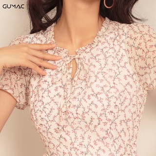 Đầm nơ eo hoa GUMAC DA421_HONG