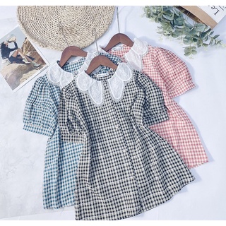Áo kẻ caro cổ sen