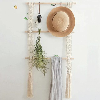 Thang dây treo đồ, giá treo mũ khăn macrame xinh xắn treo tường trang trí nhà cửa, homestay, quán cafe