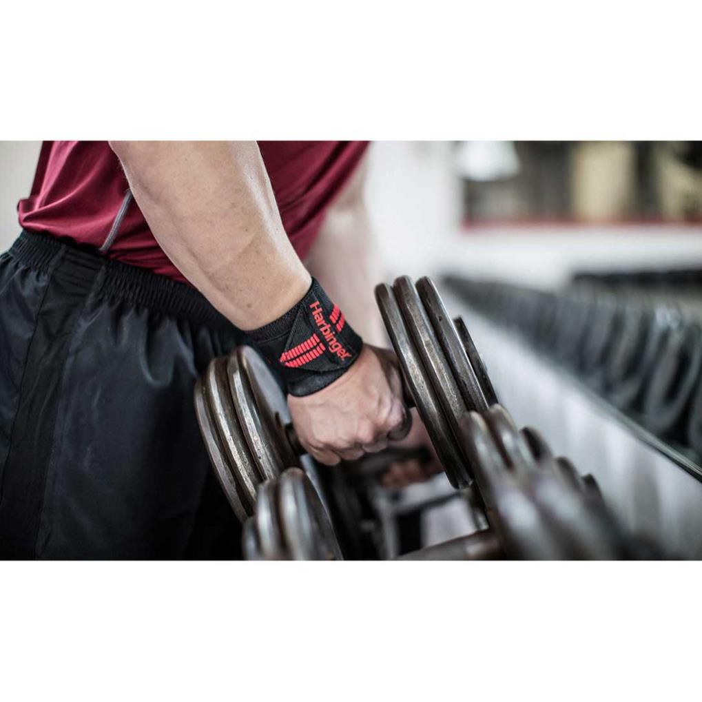 [Freeship] Phụ Kiện Thể Thao Gym Quấn cổ Tay bảo vệ cổ tay HARBINGER RED LINE WRIST WRAPS 443 TPBS