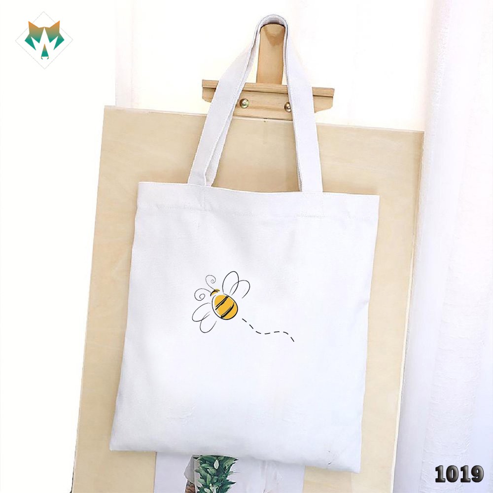 TÚI TOTE TRẮNG CHẤT VẢI CANVAS 1019 482 CON ONG BEE DỄ THƯƠNG HÀNG CHUẨN ĐẸP