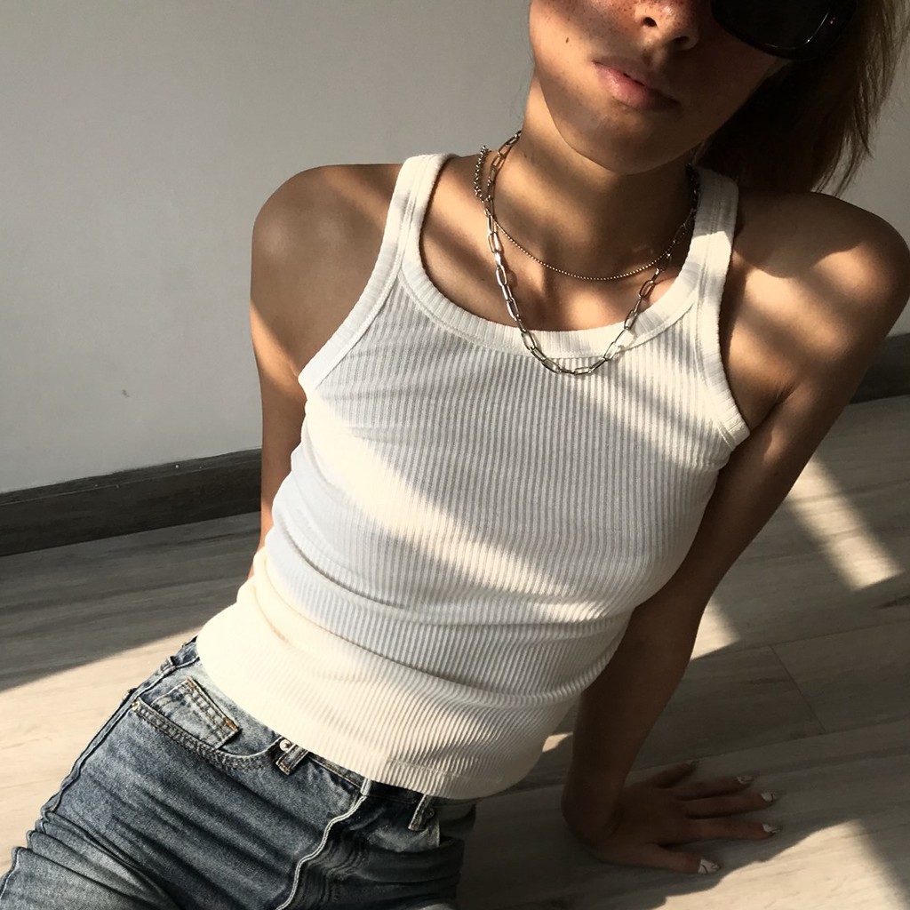 Là min - Áo thun Ribbed Halter Top Cream | WebRaoVat - webraovat.net.vn