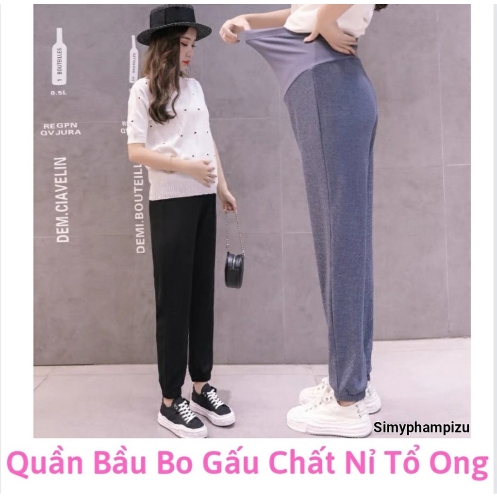 Quần Bầu dáng jogger bo gấu chất NỈ TỔ ONG cao cấp mặc đi làm đi chơi