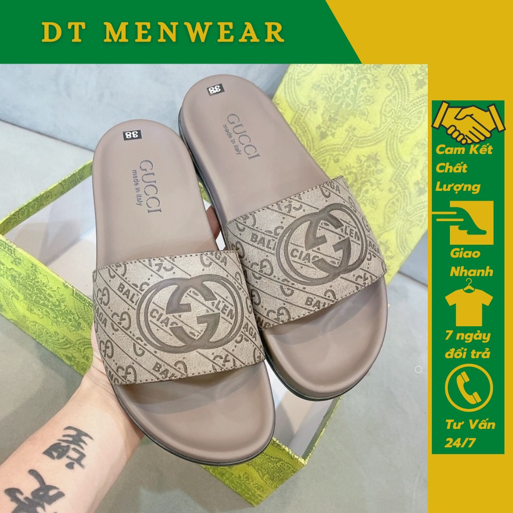 Dép Nam GC Quai Da . Dép GC Quai Da Đế Cao Su In Hình Cao Cấp DT STORE MENWEAR