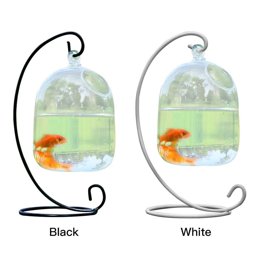 Bể Cá Mini Bằng Thủy Tinh Trong Suốt Có Giá Đỡ Bằng Sắt Để Bàn Trang Trí Cửa Hàng / Bể Cá / Hoa