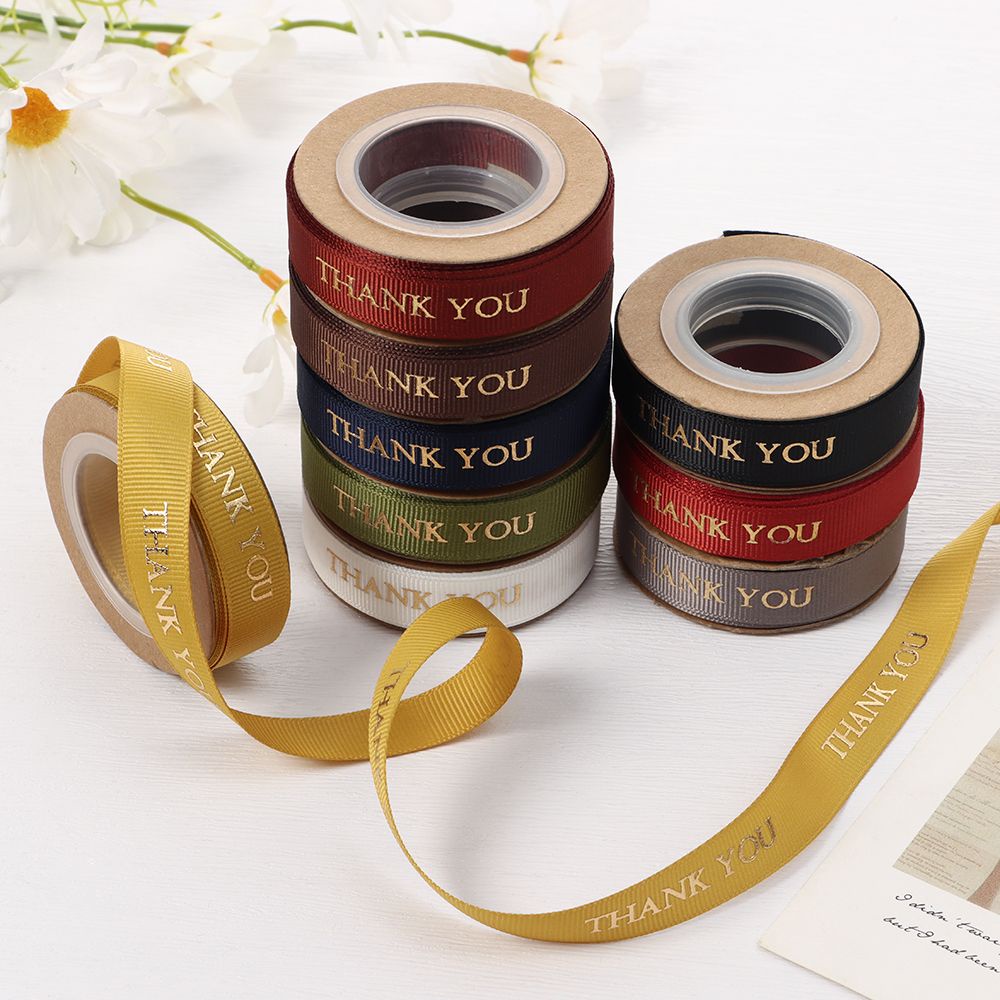 Ruy băng satin in chữ thank you dùng trang trí hộp quà đẹp mắt xinh xắn DIY