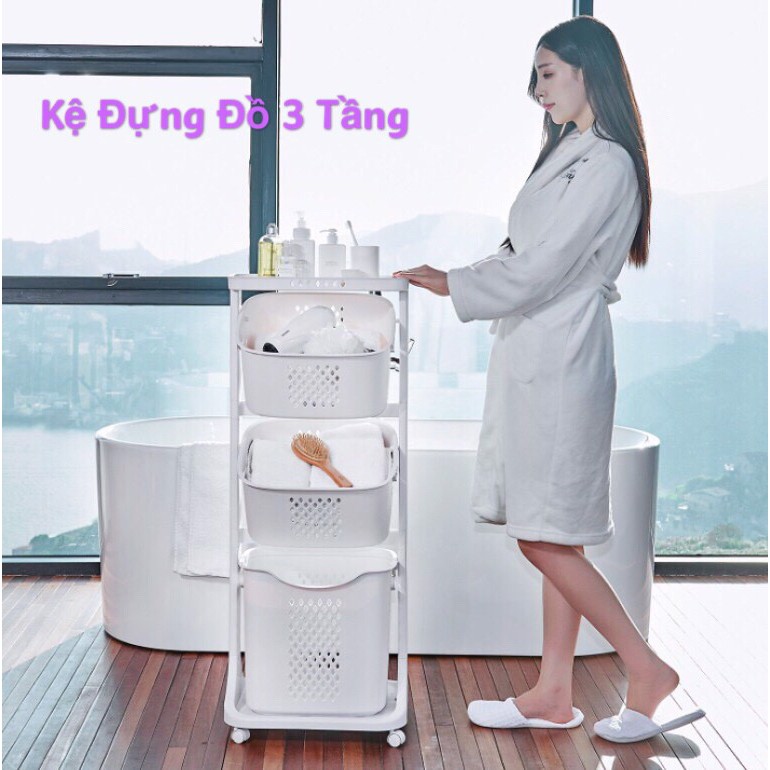 KỆ SỌT 3 TẦNG VIỆT NHẬT BÁNH XE/  KỆ NHỰA ĐỂ ĐỒ XẾP TẦNG