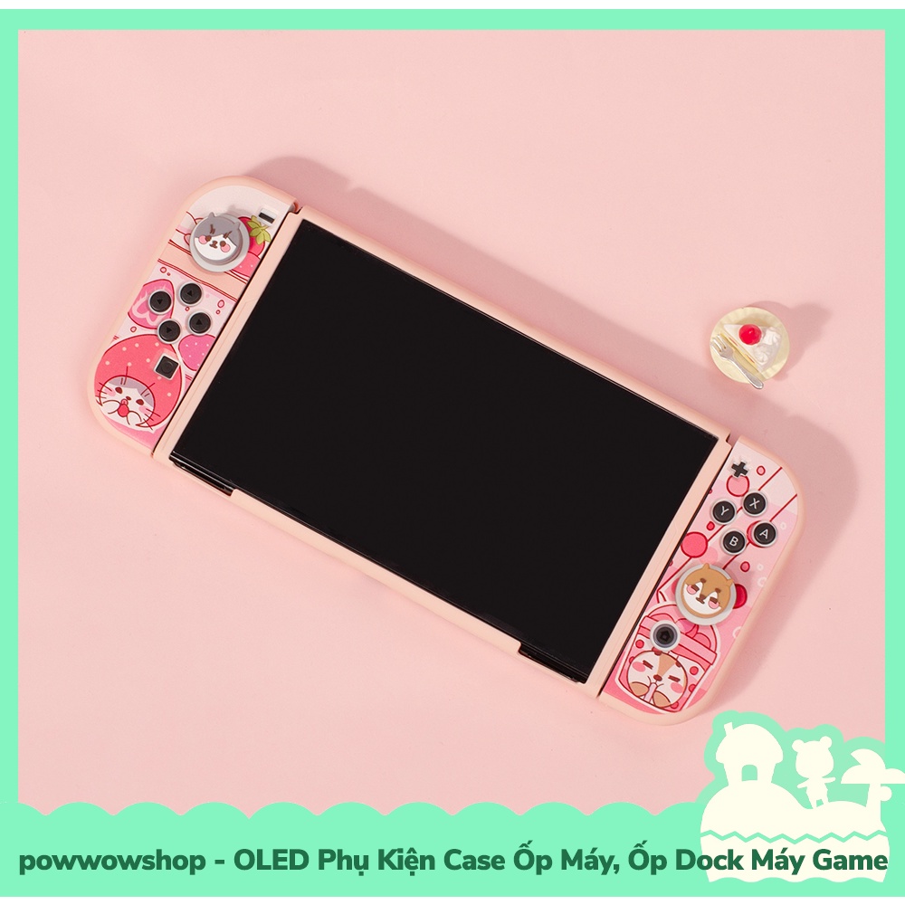 [Sẵn VN - Hỏa Tốc] OLED Set Phụ Kiện Case Ốp TPU Dẻo, Case Ốp Dock Nintendo Switch OLED Cat Cake &amp; Animal Crossing