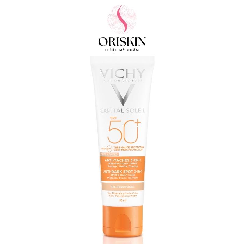 Vichy Kem Chống Nắng Làm Đều Màu Da Giúp Ngừa Và Giảm Thâm Nám Capital Soleil Anti-Dark Spot 3in1 SPF50+ 50ml