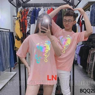 Áo phông đôi phản quang hình chó siêu kute