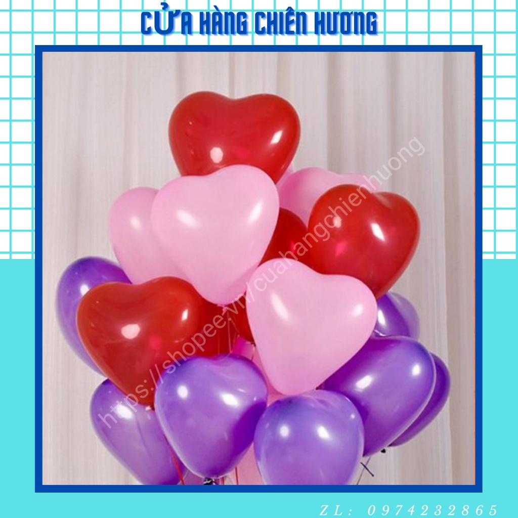 Set 30 Quả Bong Bóng Cao Su Hình Trái Tim 25cm