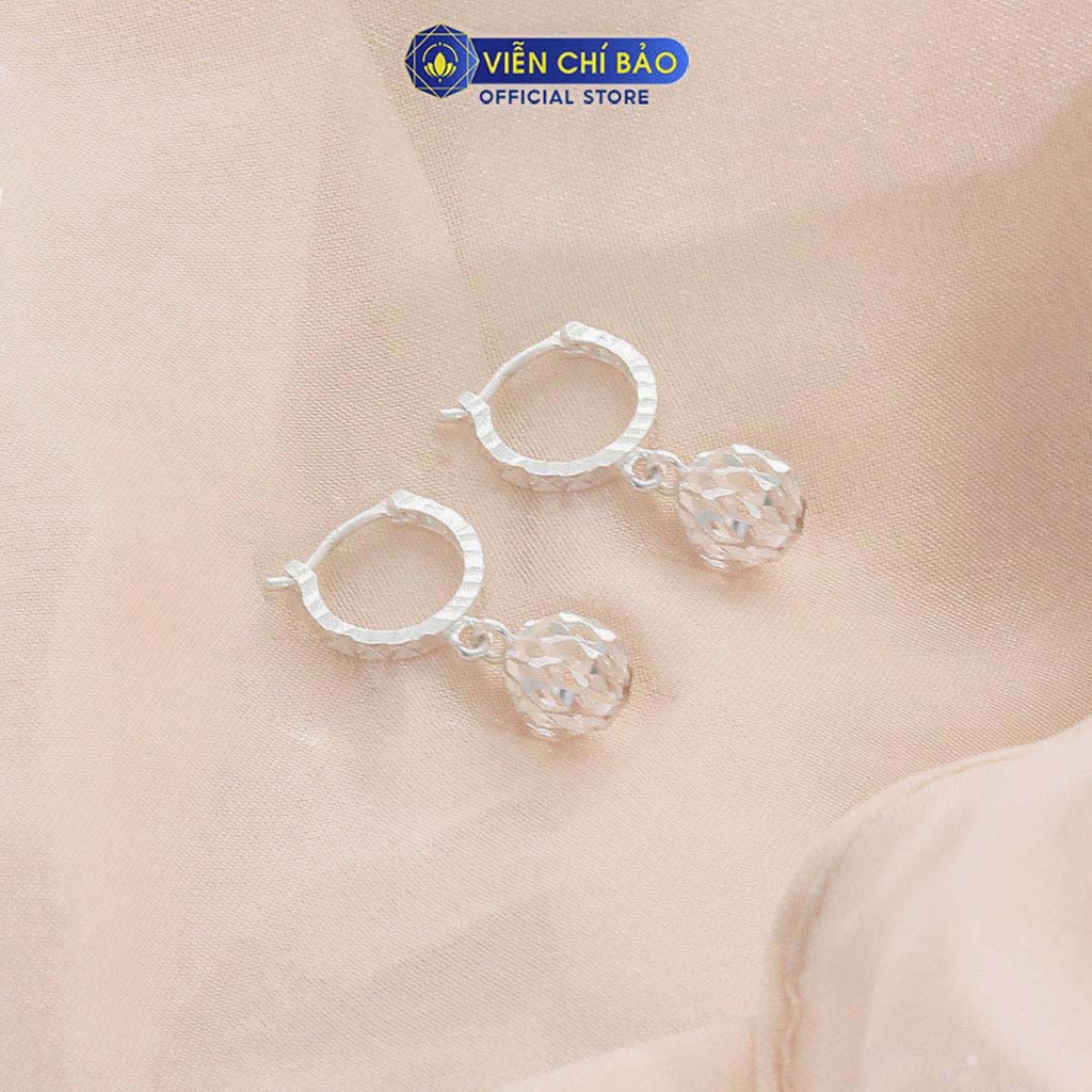 Bông tai bạc nữ hình cầu lấp lánh chất liệu bạc S925 thời trang phụ kiện trang sức nữ thương hiệu Viễn Chí Bảo B400300