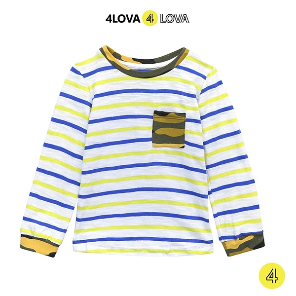 Áo thun dài tay cho bé trai 4LOVA chất cotton mềm mại phối dễ thương, cá tính KID050