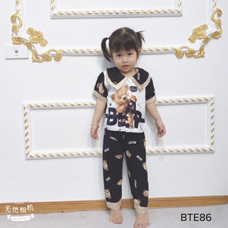Bộ pijama lụa trẻ em cộc dài chất lụa mango mịn mát in hình siêu cute