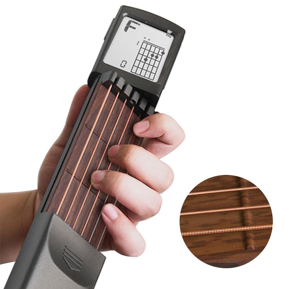Portable Pocket Guitar 6 Strings Trainer with Chord Chart Screen Practice