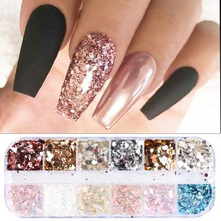 Hộp 12 Ngăn Đựng Kim Tuyến Lấp Lánh Dùng Để Trang Trí Móng Tay
