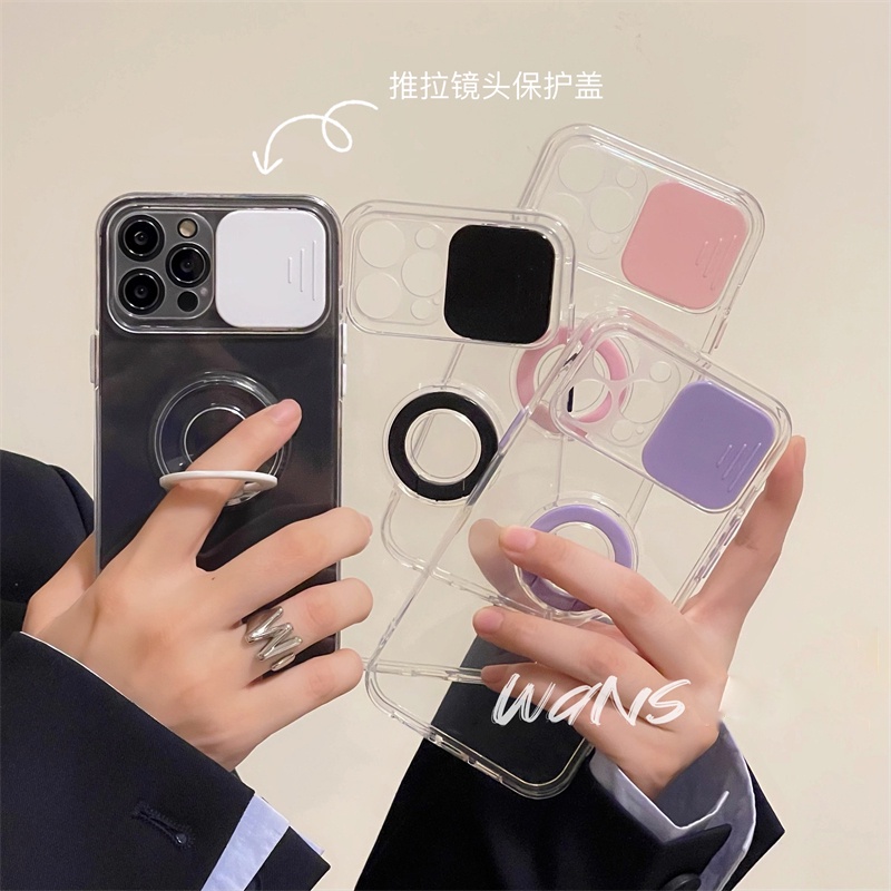 Ốp điện thoại từ TPU dẻo trong suốt màu gradient kèm giá đỡ nhẫn cho Iphone 13 Pro Max 12 11 Pro Max X Xs Xr 8 7 Plus | BigBuy360 - bigbuy360.vn