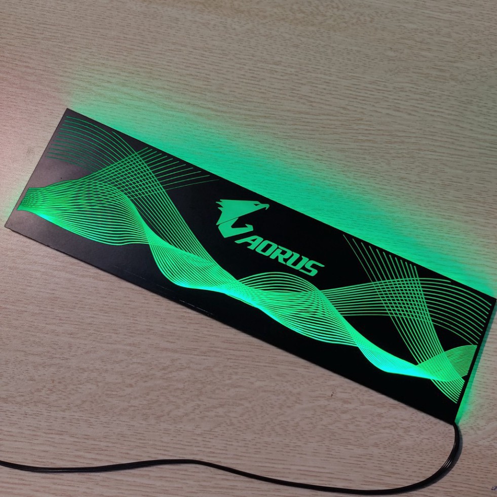 💥  Tấm che nguồn PC Led RGB 5v ARGB logo Aorus, đồng bộ màu Hub Coolmoon, hình sóng vô cực