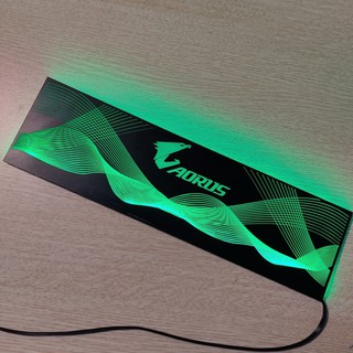 💥  Tấm che nguồn PC Led RGB 5v ARGB logo Aorus, đồng bộ màu Hub Coolmoon, hình sóng vô cực