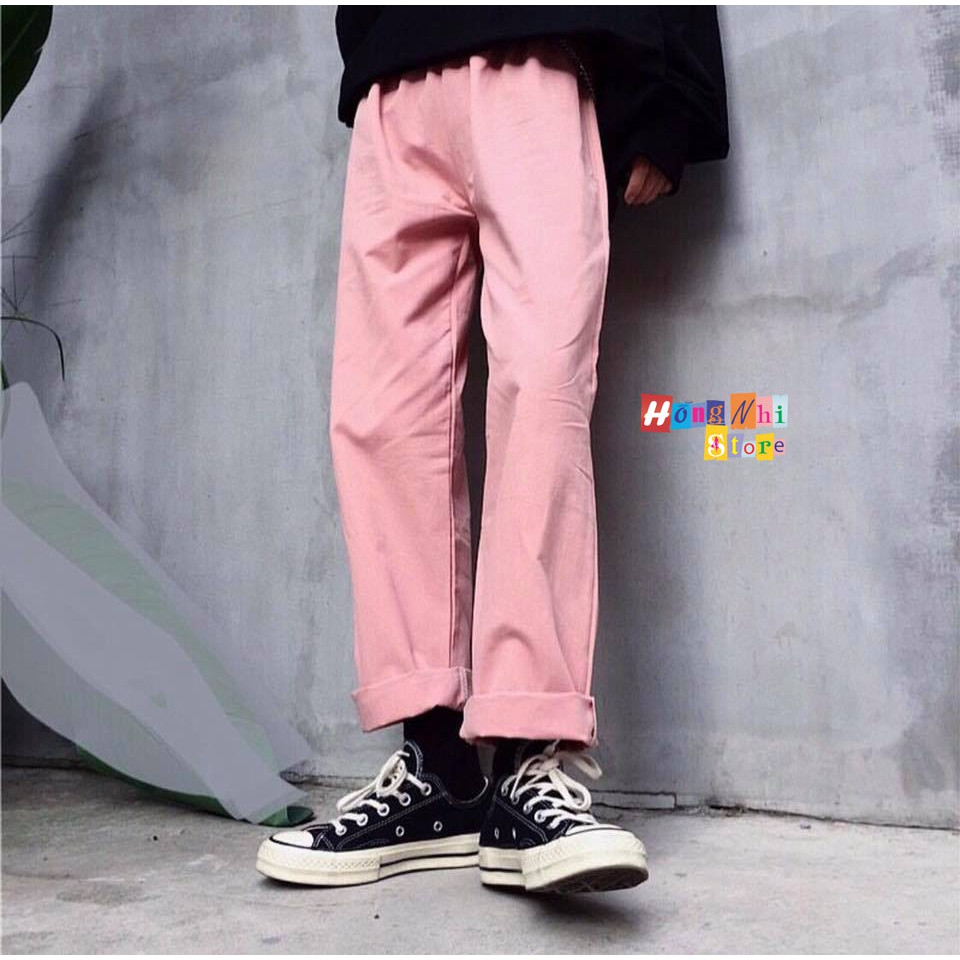 QUẦN KAKI TRƠN LƯNG THUN MÀU HỒNG - QUẦN KAKI BASIC PANT UNISEX PINK - MM