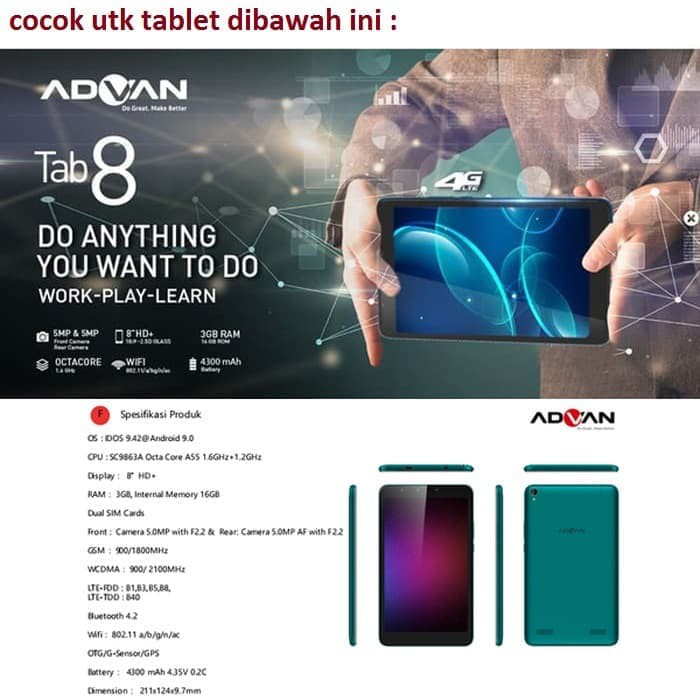 Bao Da Máy Tính Bảng Nắp Lật Cho Advan Tab 8 Tab8 Android 9.0 8 Inch Ốp