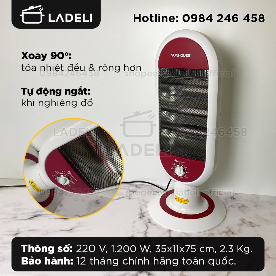 Sưởi điện hồng ngoại SUNHOUSE SHD7022 làm ấm nhanh