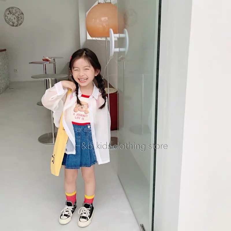 [SET BÉ GÁI] Bộ cotton co giãn chân váy jean cho bé gái