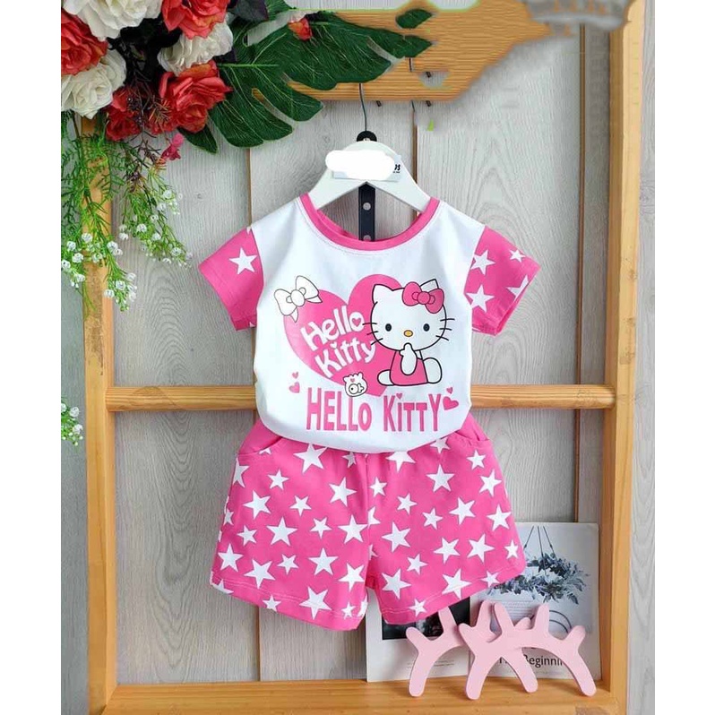 [MẪU TẾT] BỘ CỘC TAY HELLO KITTY NGÔI SAO MAY MẮN SIÊU DỄ THƯƠNG CHẤT COTTON CHO BÉ YÊU 7-17KG. VIDEO THẬT