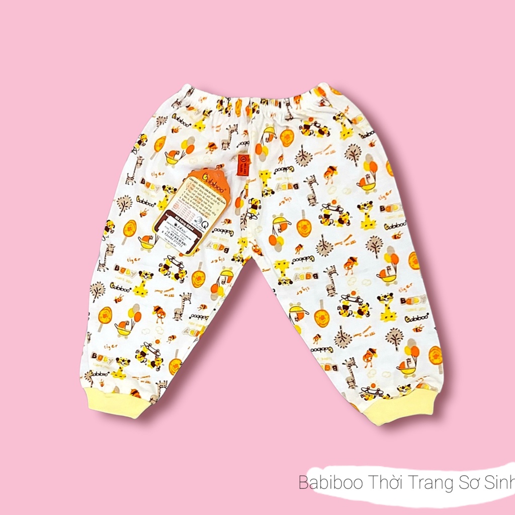 Quần sơ sinh dài vải cotton in hoạt hình ngộ nghĩnh Babiboo BB44