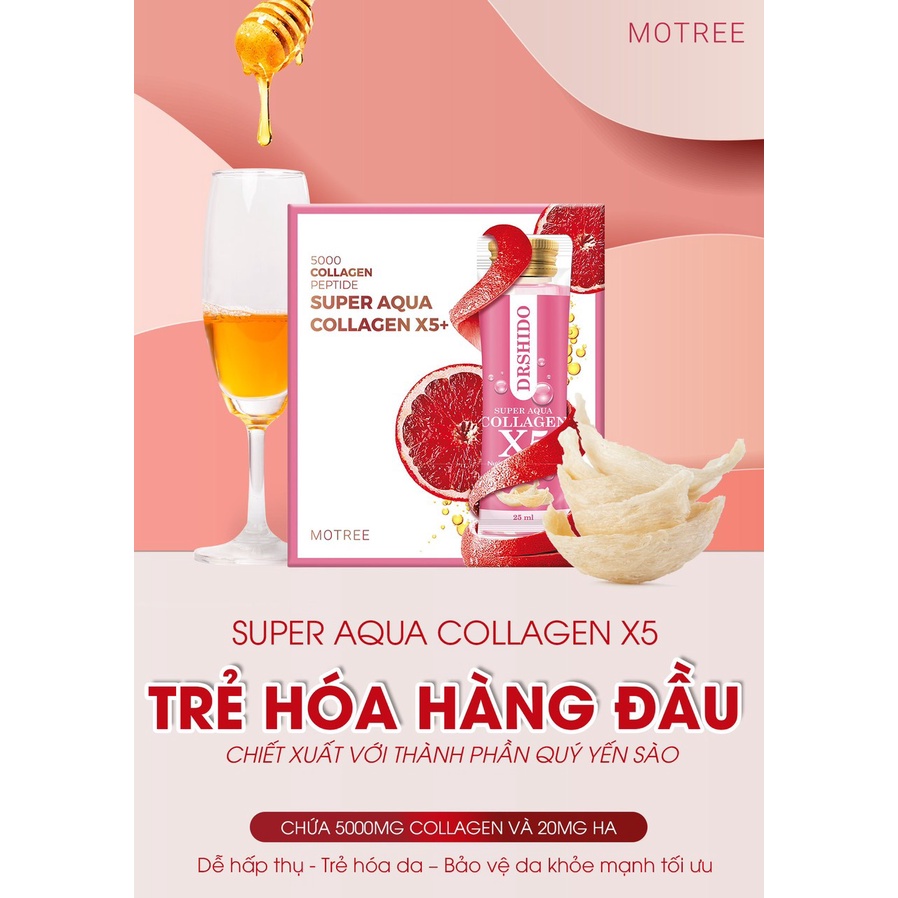 [Mã SGTTC30K giảm 30K] Nước Collagen Yến Sào Motree Super Aqua Collagen X5 1 HỘP 10 gói