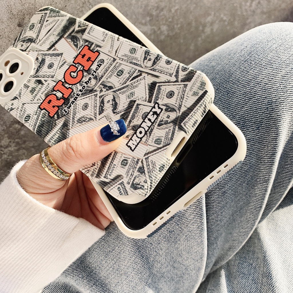 Ốp lưng da sọc bảo vệ camera RICH Money dành cho nhiều dòng máy của Iphone/samsung/oppo/realme/xiaomi/vivo