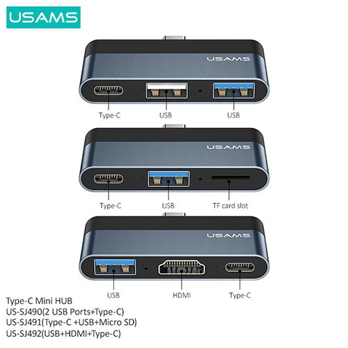 Hub Chia Cổng USAMS Type C Usb + Tf + Pd Usb + Tf + Pd Tiện Dụng