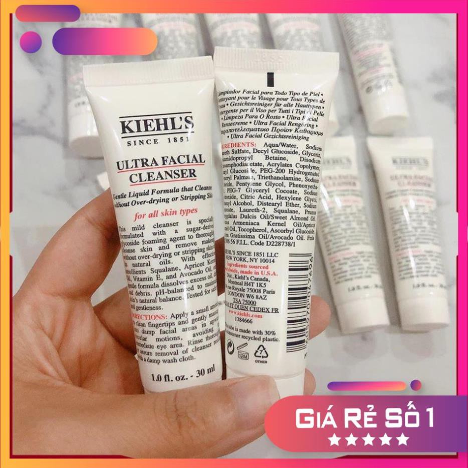 [Sẵn+ đủ bill] Sữa rửa mặt Kiehl's Ultra Facial Cleanser (30ml)