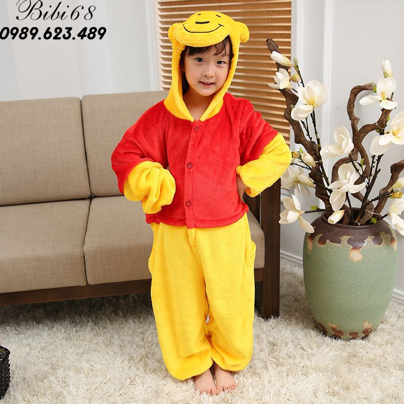 Bộ Đồ hình thú liền thân lông mịn Pijama dành Cho Người Lớn và Trẻ Em Hoạt Hình Cosplay