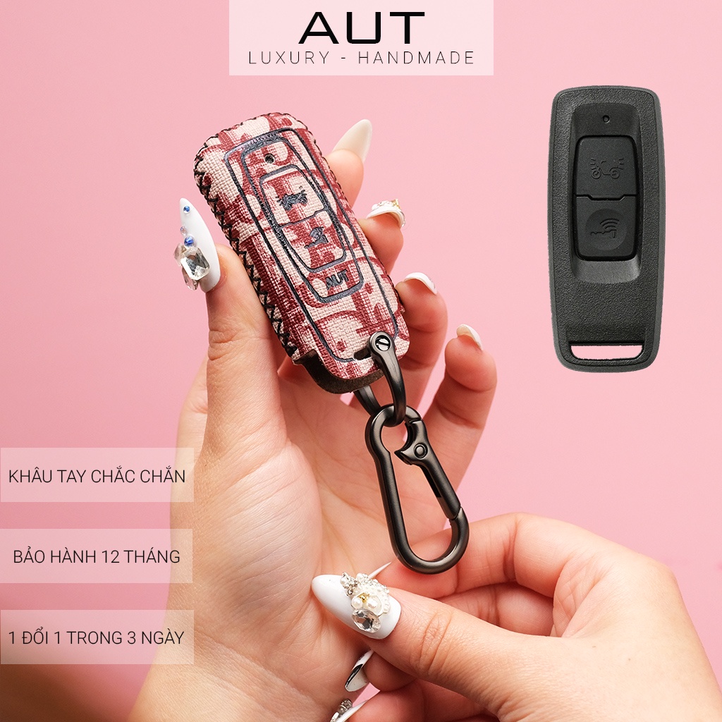 Ví da đựng chìa khóa smartkey Honda Vision Lead Winner X 2022 2 nút bấm kiểu mới Dior khâu tay VS CD
