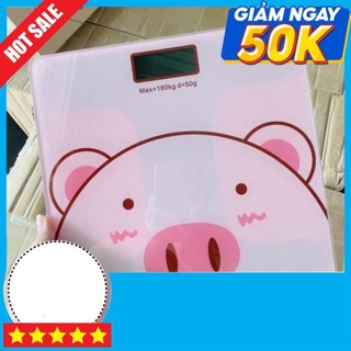 Cân điện tử sức khỏe hình heo hồng, Cân điện tử gia đình dùng pin AAA hình heo chính xác tiện lợi bảo trọng lương 180kg