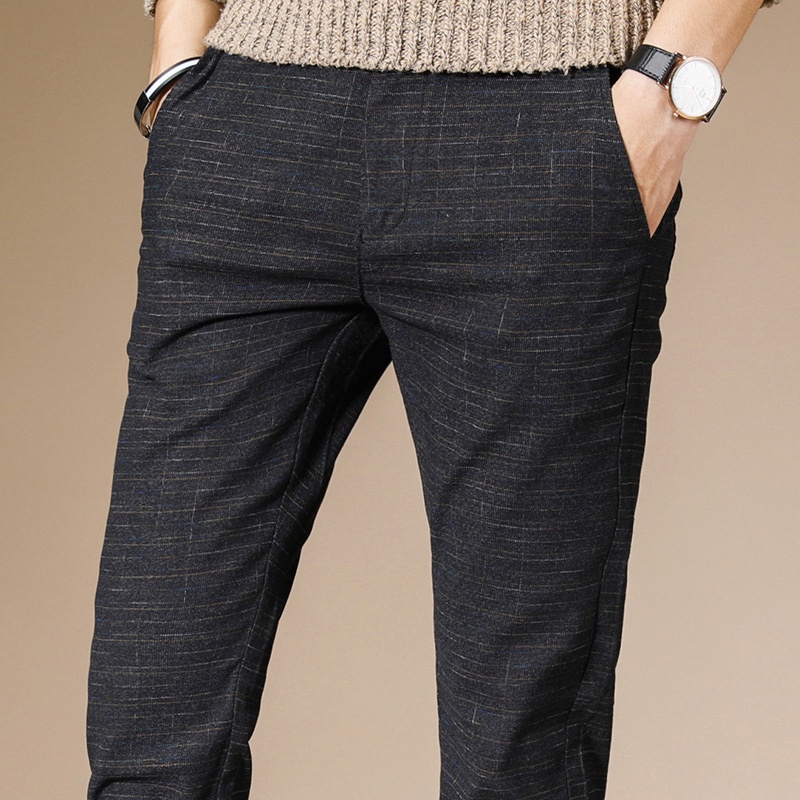 Quần Dài Vải Lanh cotton Ống Đứng Ôm Dáng Phong Cách Hàn Quốc Cho Nam