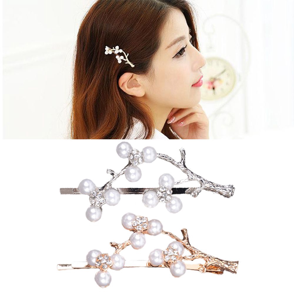 Kẹp Tóc Hình Cành Hoa Đính Đá Sang Trọng Cho Nữ