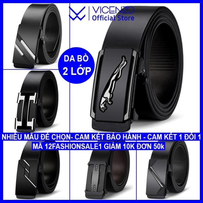Thắt lưng nam Da bò Vicenzo cao cấp Khóa lăn tự động KL01-KL18, dây nịt thắt lưng nam da bò- Cam kết 1 đổi 1 !