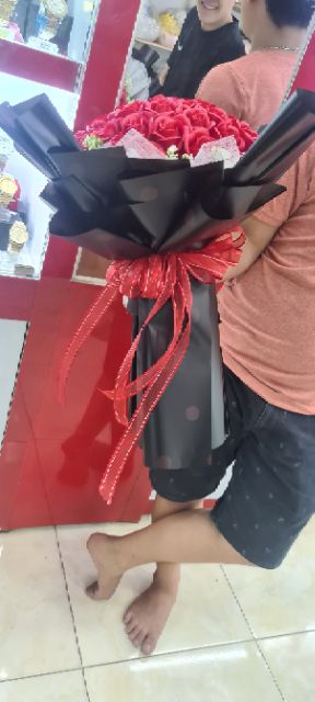 Bó hoa hồng sáp thơm 50 bông màu đỏ