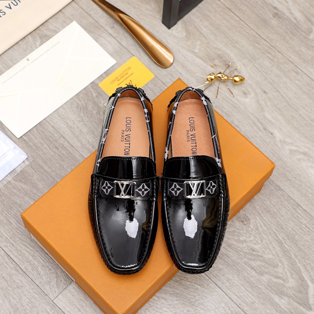 Giày lười nam da thật Louis Vuitton LV thiết kế cổ điển, sang trọng và lịch lãm